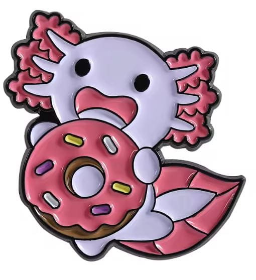 Przypinka emaliowana metalowa PIN Aksolotl donut z posypką kawaii