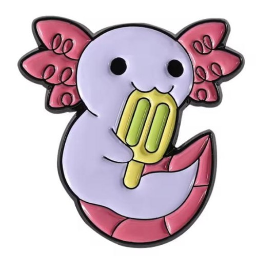 Przypinka emaliowana metalowa PIN Aksolotl lody kawaii