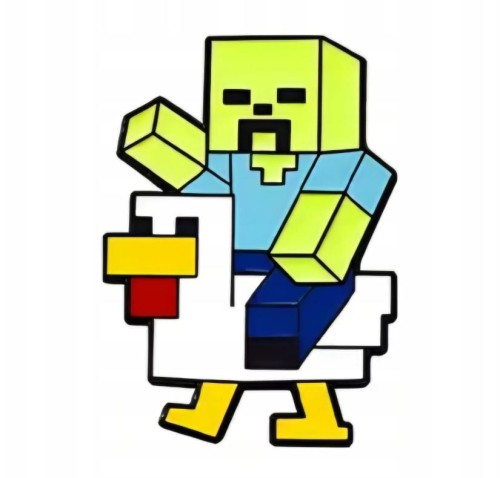 Przypinka emaliowana metalowa PIN Kurzy jeździec Minecraft