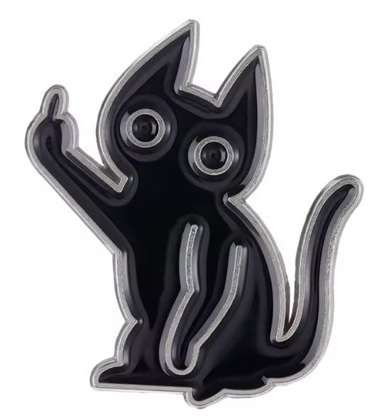 Przypinka emaliowana metalowa PIN Czarny kot Cursing cat