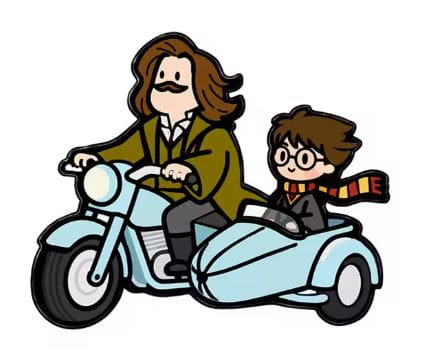 Przypinka emaliowana metalowa PIN Syriusz Harry i motor Chibi Harry Potter