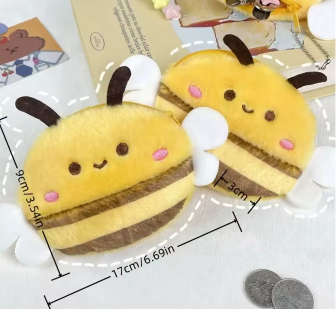 Portfelik pluszowy kawaii pszczoła 10cm