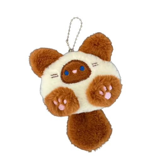 Breloczek pluszowy kotek kawaii brązowy ogonek 10cm