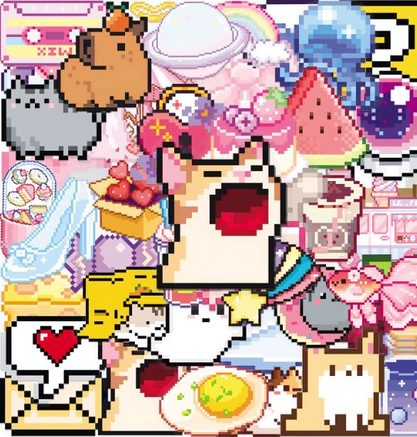 Naklejki winylowe Wlepy pikselowe kawaii 50 sztuk