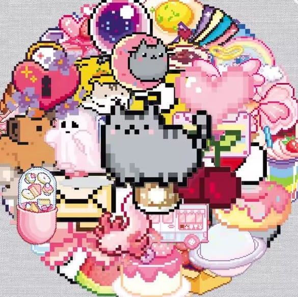 Naklejki winylowe Wlepy pikselowe kawaii 50 sztuk