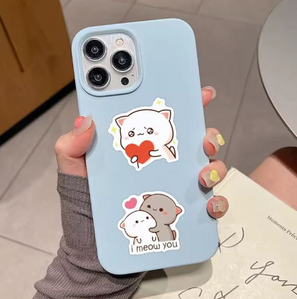 Naklejki winylowe Wlepy kotki Mochi Peach i Goma 60 sztuk
