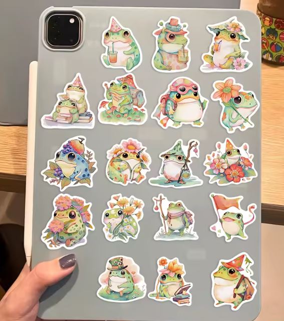Naklejki winylowe Wlepy żabki kawaii 50 sztuk