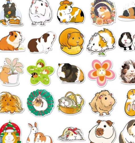 Naklejki winylowe Wlepy świnki morskie kawaii 50 sztuk