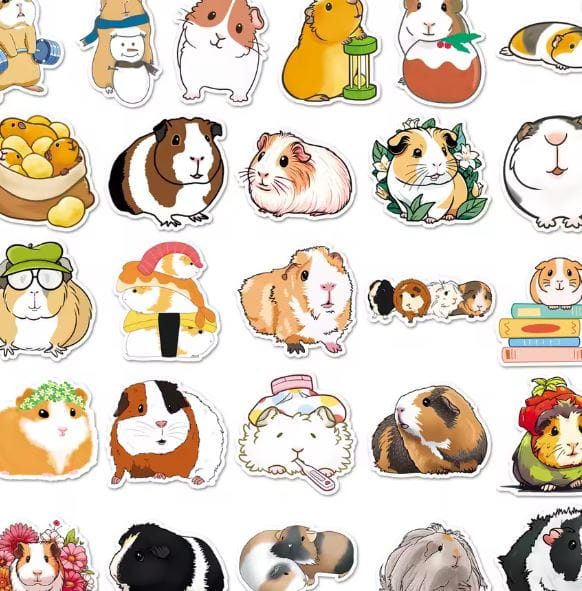 Naklejki winylowe Wlepy świnki morskie kawaii 50 sztuk