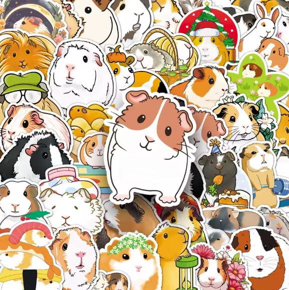 Naklejki winylowe Wlepy świnki morskie kawaii 50 sztuk