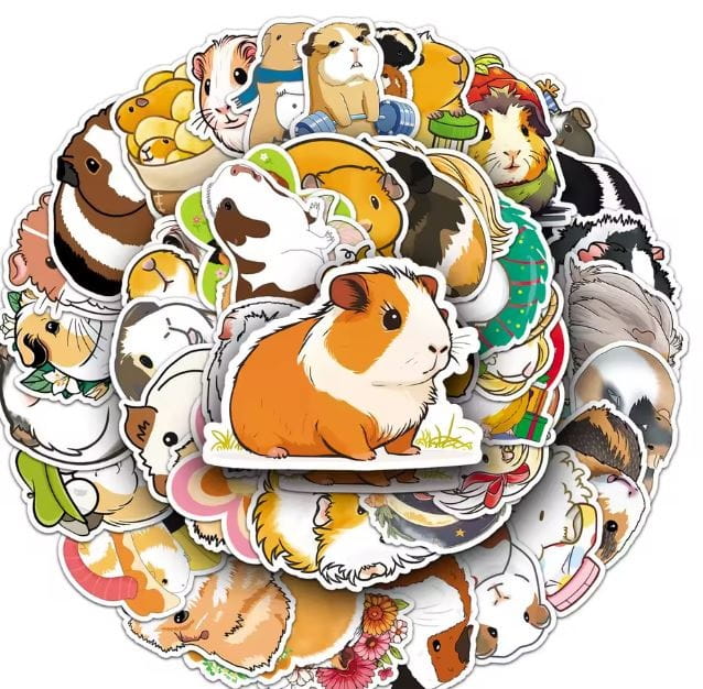 Naklejki winylowe Wlepy świnki morskie kawaii 50 sztuk