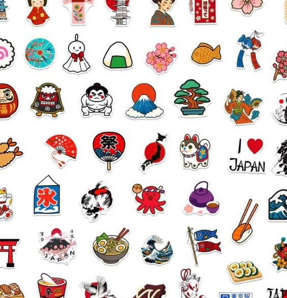 Naklejki winylowe Wlepy japońska kultura 50 sztuk
