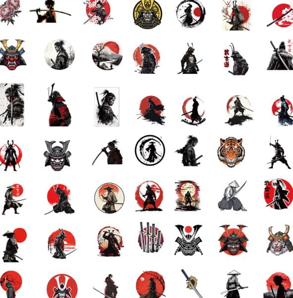 Naklejki winylowe Wlepy japoński samuraj Bushido 50 sztuk
