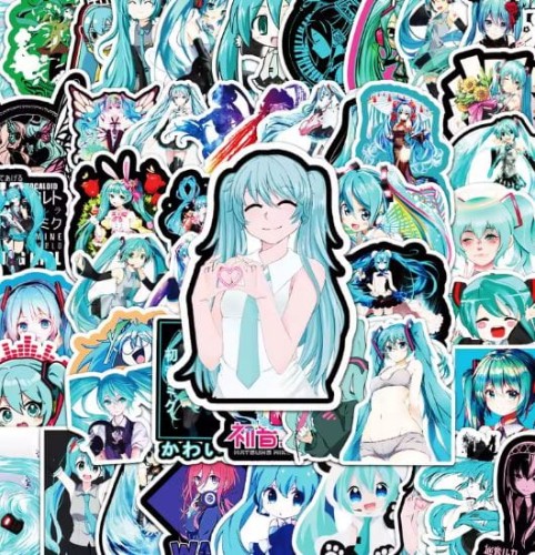 Naklejki winylowe Wlepy Hatsune Miku 50 sztuk