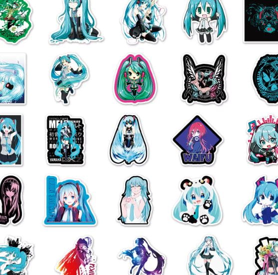 Naklejki winylowe Wlepy Hatsune Miku 50 sztuk