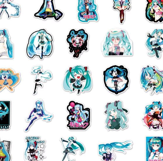Naklejki winylowe Wlepy Hatsune Miku 50 sztuk