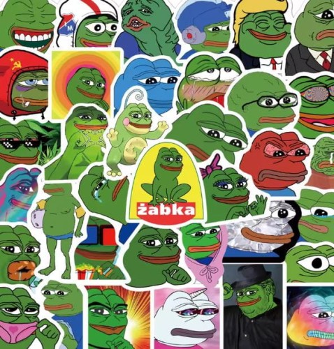 Naklejki winylowe Wlepy śmieszna żaba Pepe 50 sztuk