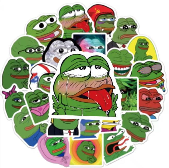Naklejki winylowe Wlepy śmieszna żaba Pepe 50 sztuk