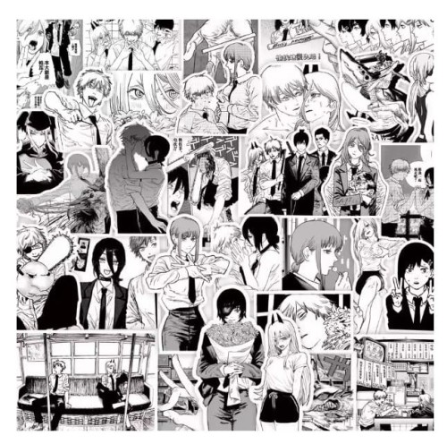 Naklejki winylowe Wlepy Chainsaw Man MIX 50 sztuk