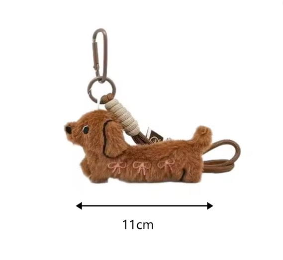 Breloczek pluszowy brązowy jamniczek jamnik piesek 11cm