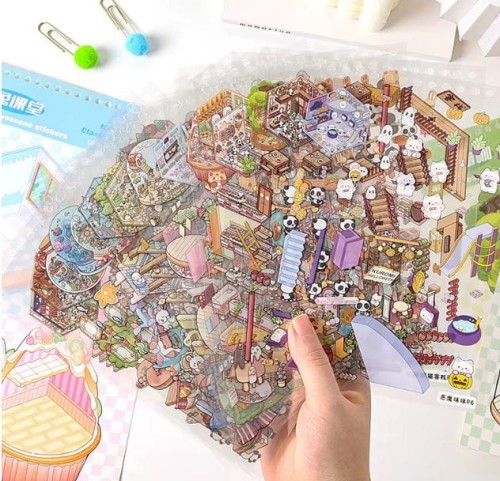 Domki z naklejkami 3D DIY 20 arkuszy TIK TOK Zwierzątka