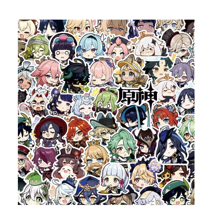 Naklejki winylowe Genshin Impact Chibi Anime Paimon 100 sztuk