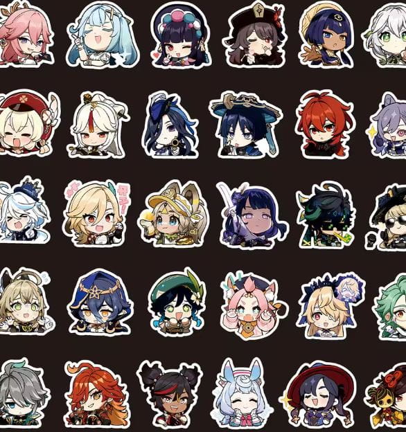 Naklejki winylowe Genshin Impact Chibi Anime Paimon 100 sztuk