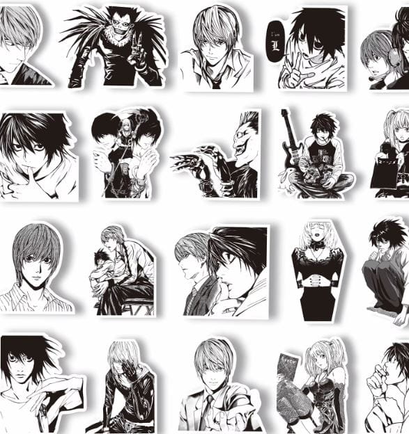 Naklejki winylowe Death Note Anime Manga Ryuk Light 65 sztuk
