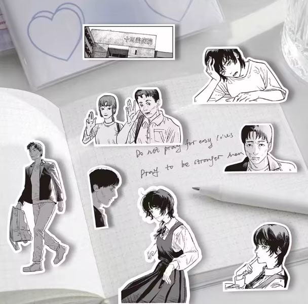 Naklejki winylowe Goodbye Eri Czarno-białe Anime Manga 65 sztuk