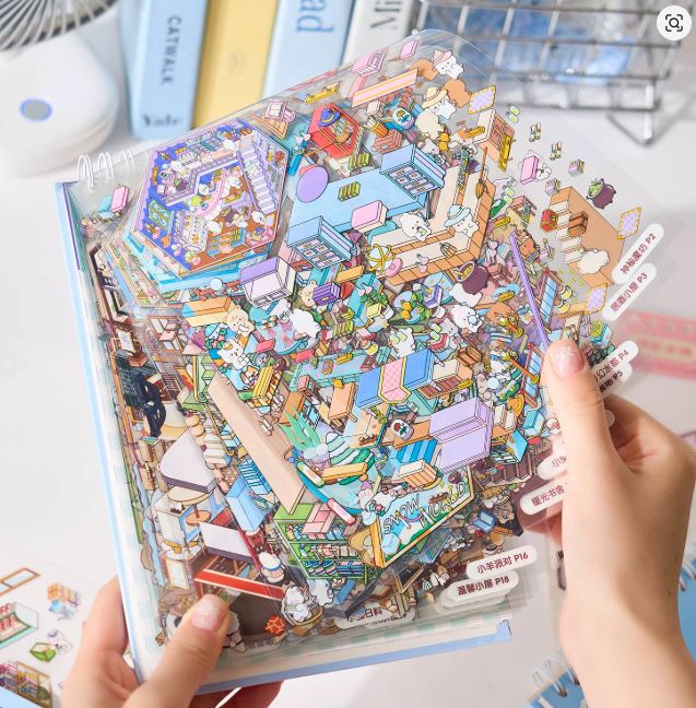 Domki z naklejkami 3D DIY 20 arkuszy TIK TOK Naklejki Antystresowe Roombox