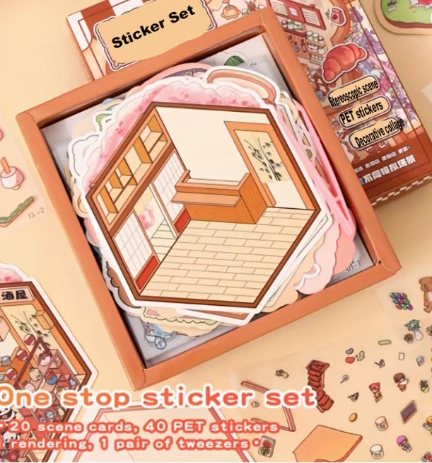 Domki z naklejkami 3D DIY TIK TOK MEGA ZESTAW Naklejki Antystresowe Roombox
