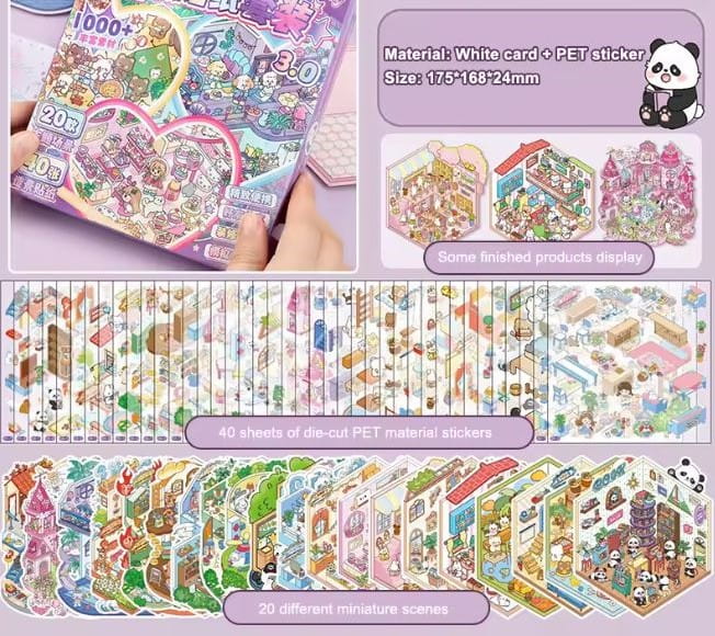 Domki z naklejkami 3D DIY TIK TOK MEGA ZESTAW Naklejki Antystresowe Roombox