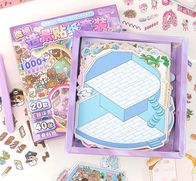 Domki z naklejkami 3D DIY TIK TOK MEGA ZESTAW Naklejki Antystresowe Roombox