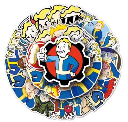 Naklejki winylowe Fallout Vault Boy Pip-Boy 50 sztuk