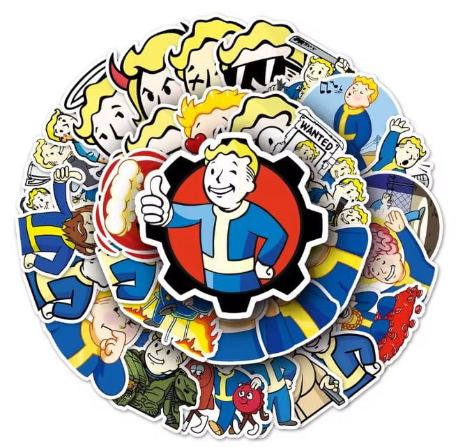 Naklejki winylowe Fallout Vault Boy Pip-Boy 50 sztuk