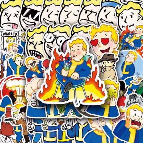 Naklejki winylowe Fallout Vault Boy Pip-Boy 50 sztuk