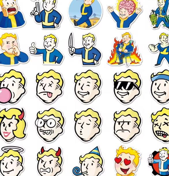Naklejki winylowe Fallout Vault Boy Pip-Boy 50 sztuk