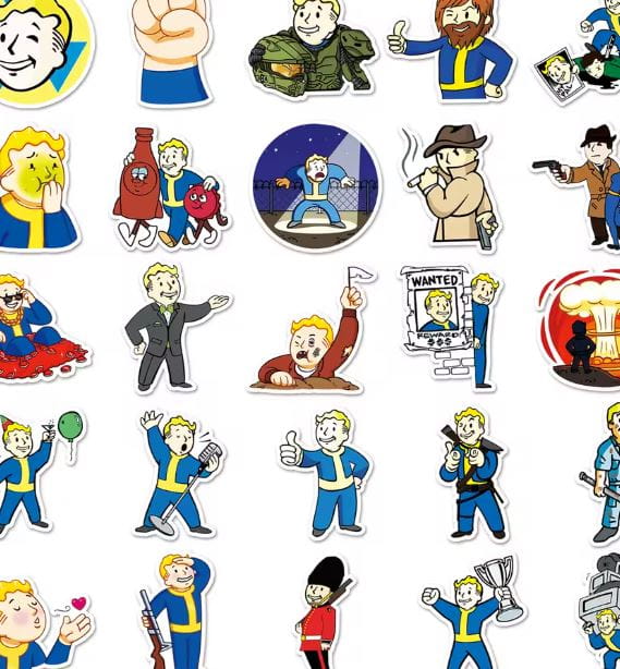 Naklejki winylowe Fallout Vault Boy Pip-Boy 50 sztuk