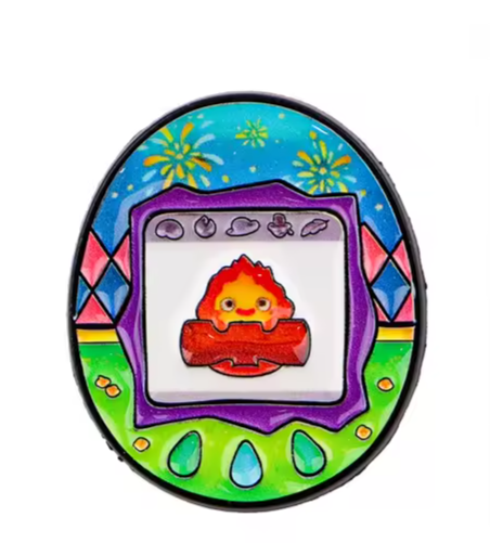 Przypinka emaliowana metalowa PIN Tamagotchi Calcifer Studio Ghibli