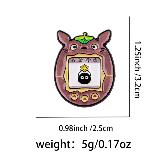 Przypinka emaliowana metalowa PIN Tamagotchi Totoro i Susuwatari Ghibli