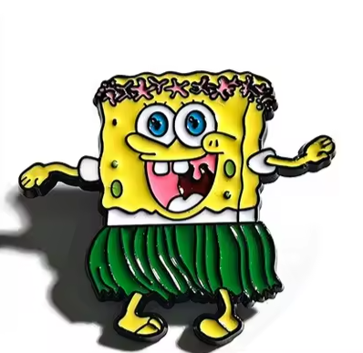 Przypinka emaliowana metalowa PIN Sponge Bob Tańczący Hawajski