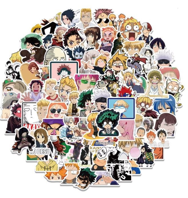 Naklejki winylowe Wlepy Anime MIX 100 sztuk