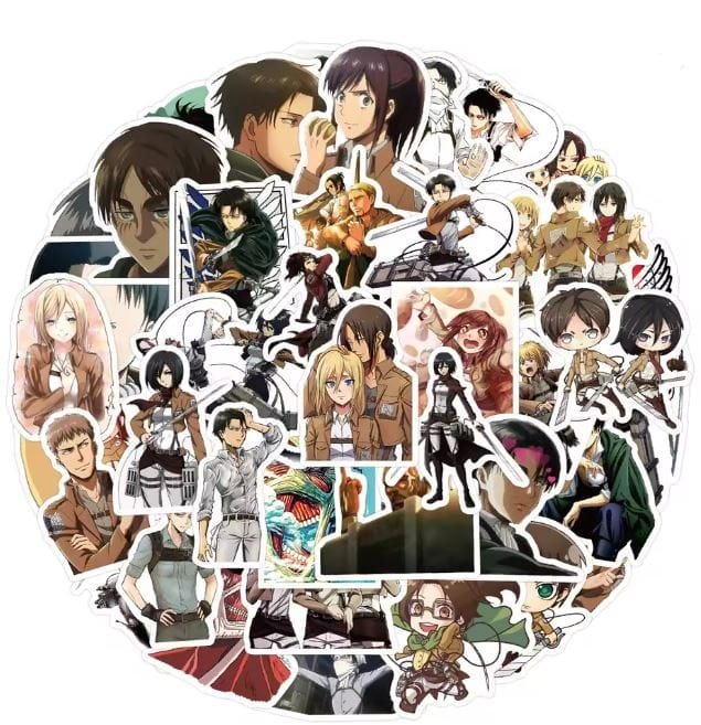 Naklejki winylowe Wlepy Attack on Titan Anime Manga 50 sztuk