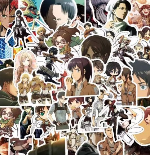 Naklejki winylowe Wlepy Attack on Titan Anime Manga 50 sztuk