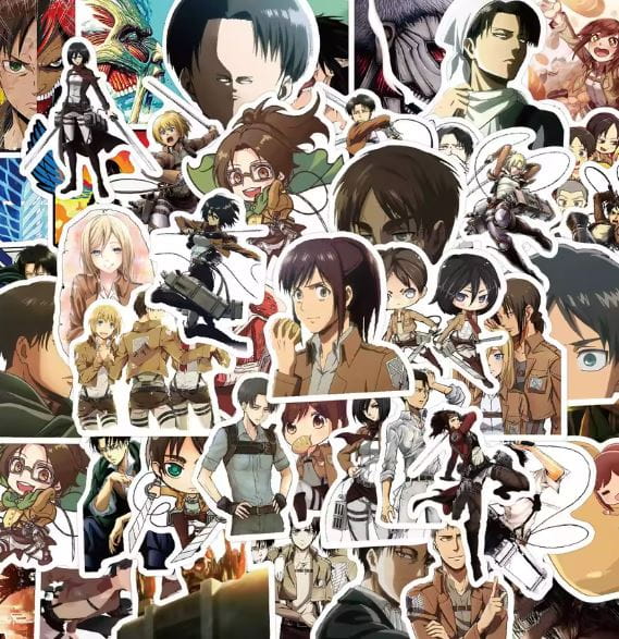 Naklejki winylowe Wlepy Attack on Titan Anime Manga 50 sztuk
