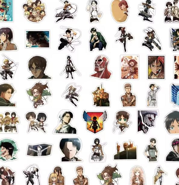 Naklejki winylowe Wlepy Attack on Titan Anime Manga 50 sztuk