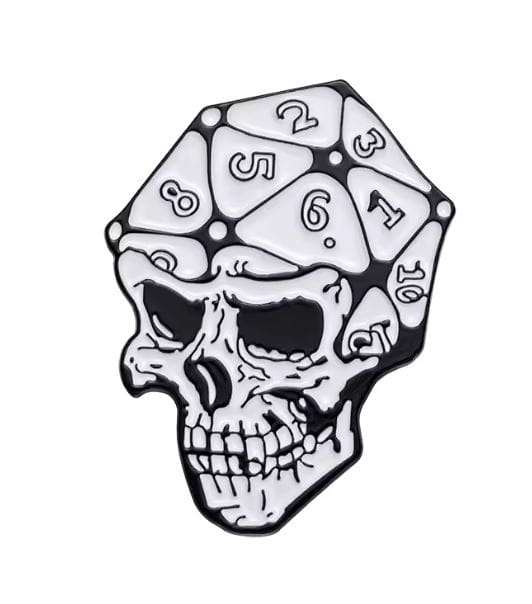 Przypinka emaliowana metalowa PIN Czaszka Kostka DnD RPG