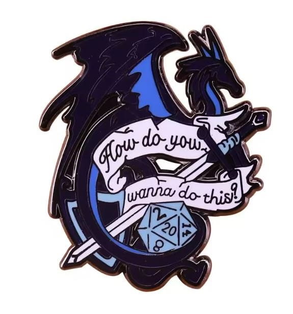 Przypinka emaliowana metalowa PIN Smok Kość Kostka DnD RPG