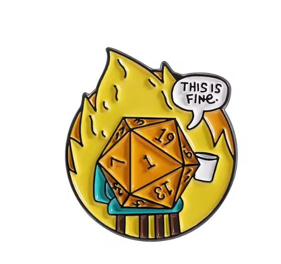 Przypinka emaliowana metalowa PIN Meme Kość Kostka DnD RPG