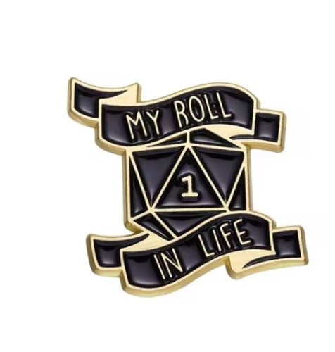 Przypinka emaliowana metalowa PIN Memowa Kość Kostka DnD RPG